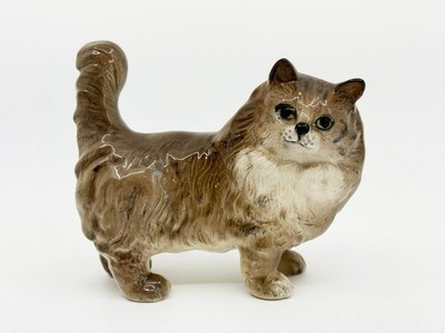 Vintage Beswick England Long Hair Cat Figurine Green Eyes 5.5 