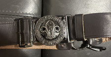 Boy Scout Official 1950s Pasels Wood 33" leather belt original buckle clip rings