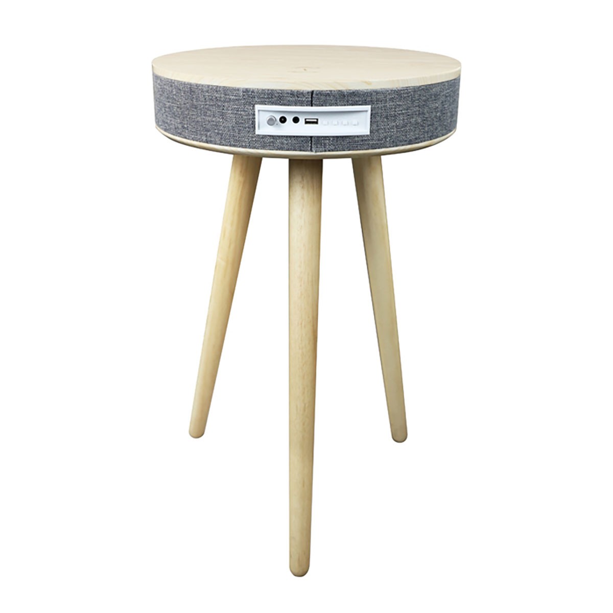 Table d'appoint musicale Budapest en bois noble et tissu beige premium