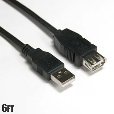 6FT USB Type A Male to Female Sync Data Charge Extension Cable Cord PC Mac Black