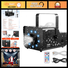 1500W Snow Machine with RGB Lights, DMX Control, Wireless Remote, 5L Tank - Perf