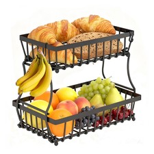 Fruit Basket for Kitchen Counter, 2 Tier Fruit Vegetable Basket