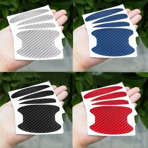 Red Carbon Fiber Car Door Handle Protector Film Anti Scratch Sticker 4PCs Set image 13