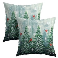 Watercolor Tree Throw Pillow Cover 18x18 18" x 18" Pack of 2 Green Tree 1
