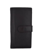 Genuine Leather PLAIN Checkbook Cover Brown with Snap Closure NEW  