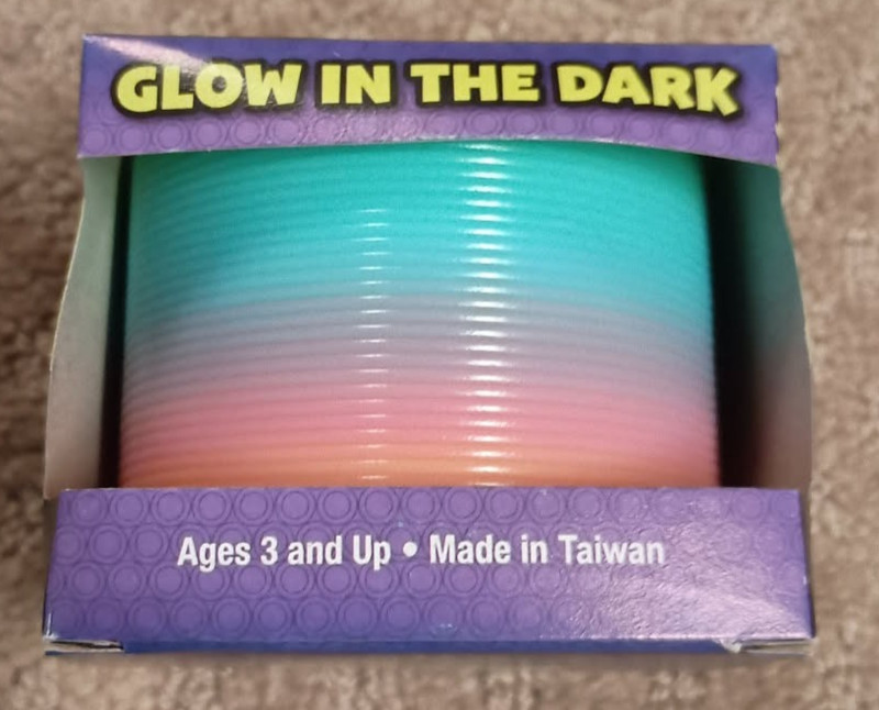 3" (80mm) Glow in the Dark Coil Spring Toy - New in Box by RINCO - Ages 3+