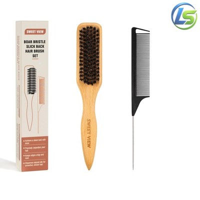 Haarbürste mit Wildschweinborsten, glatte Rückseite, für glatte Flyaways, Frizz