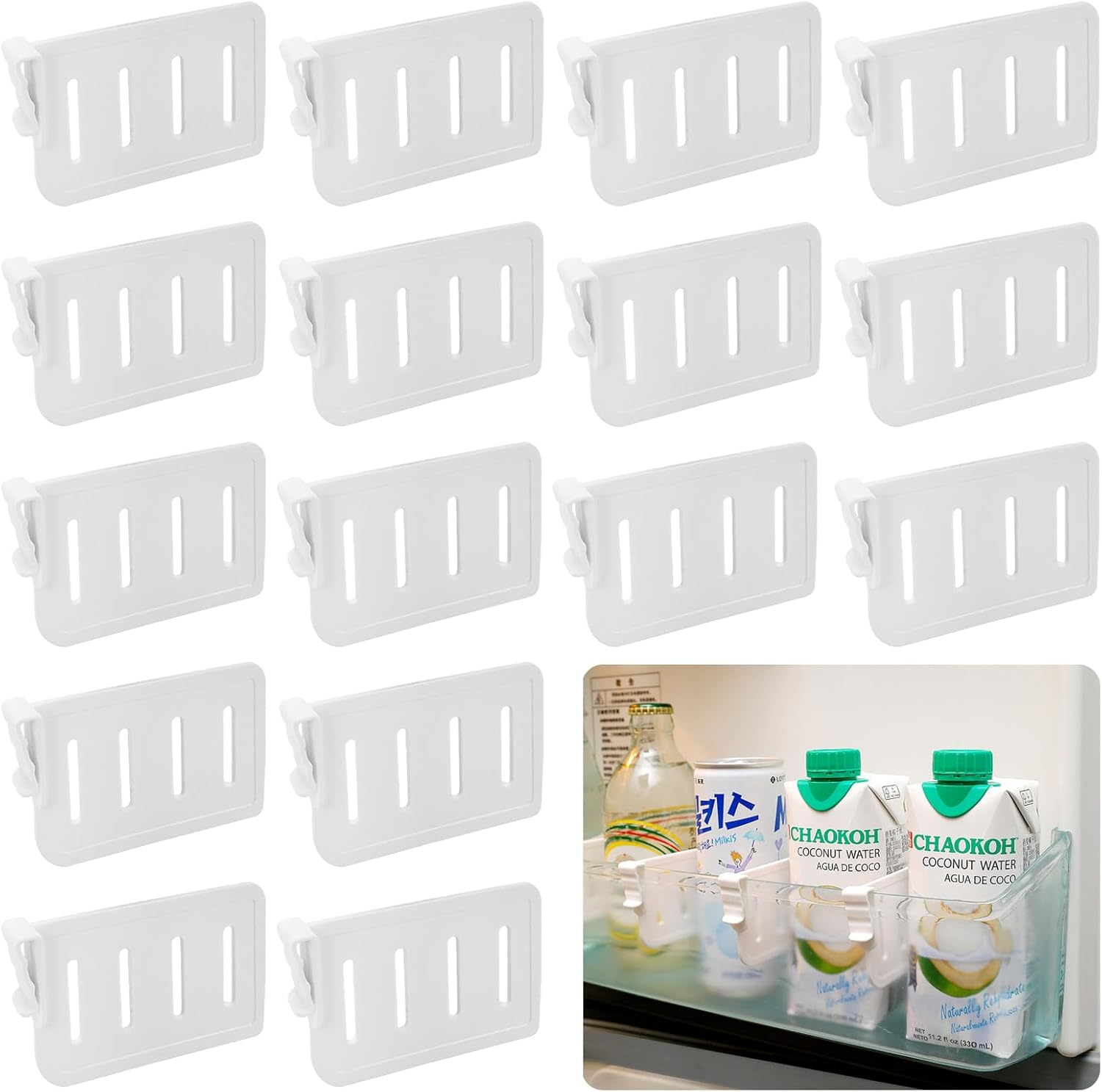 16Pcs Fridge Drawer Dividers,White Plastic Refrigerator Organizer Dividers,Organ