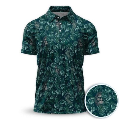 Bigfoot Jungle Golf Polo Shirt Mens Sasquatch Nature
