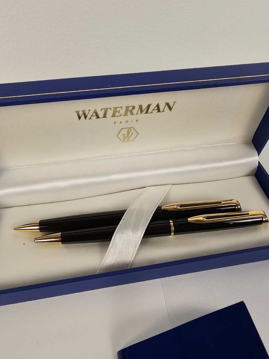 WATERMAN PARIS ボールペン Waterman Paris France Black and Gold Ballpoint Pen and Pencil Set