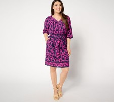 Studio Park Women's Dress Sz XL Regular Printed with Removable Belt Red A648605