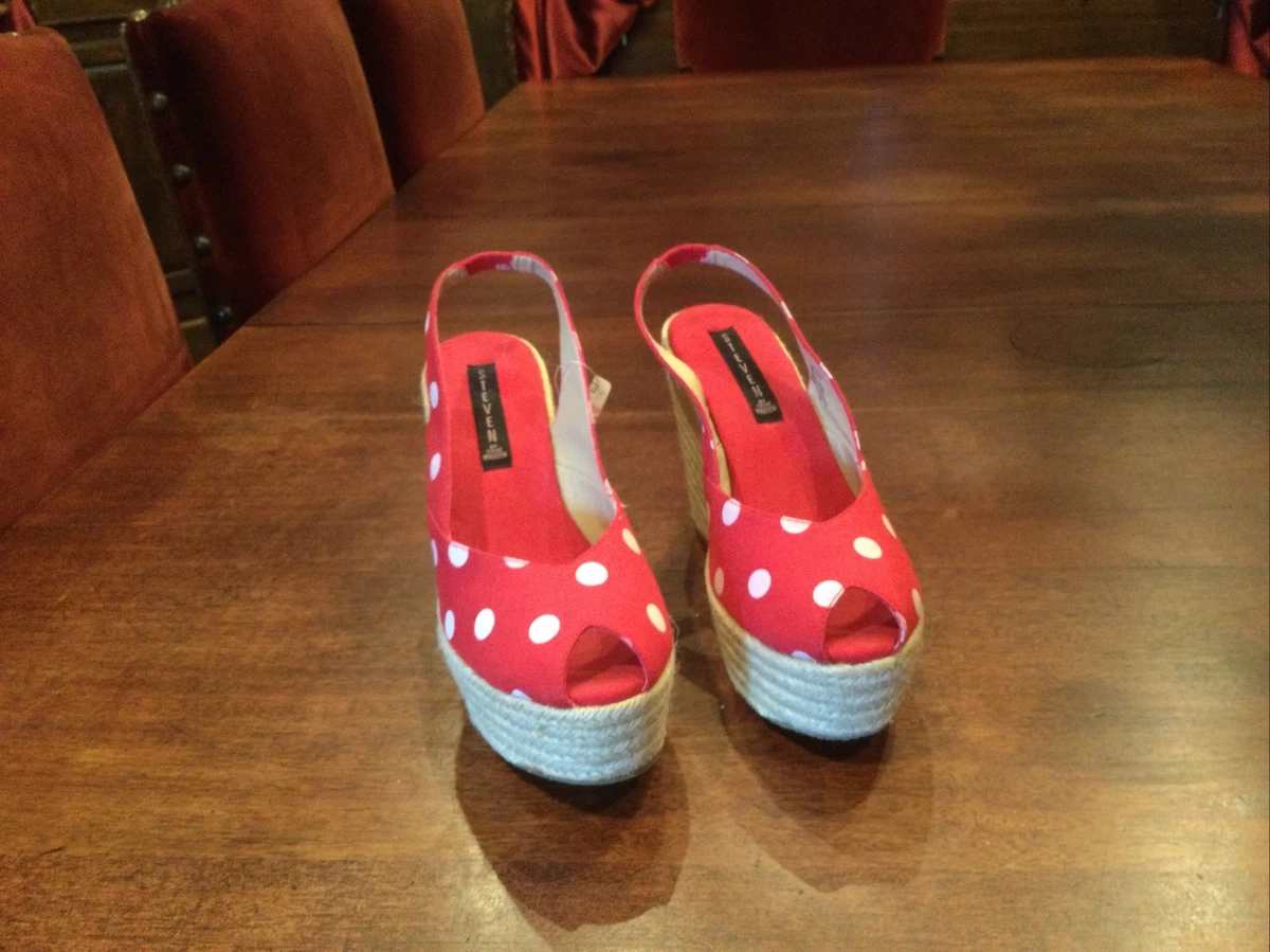 Steven By Steve Madden Red Polka Dot Platforms. Nice Heel. Size 8