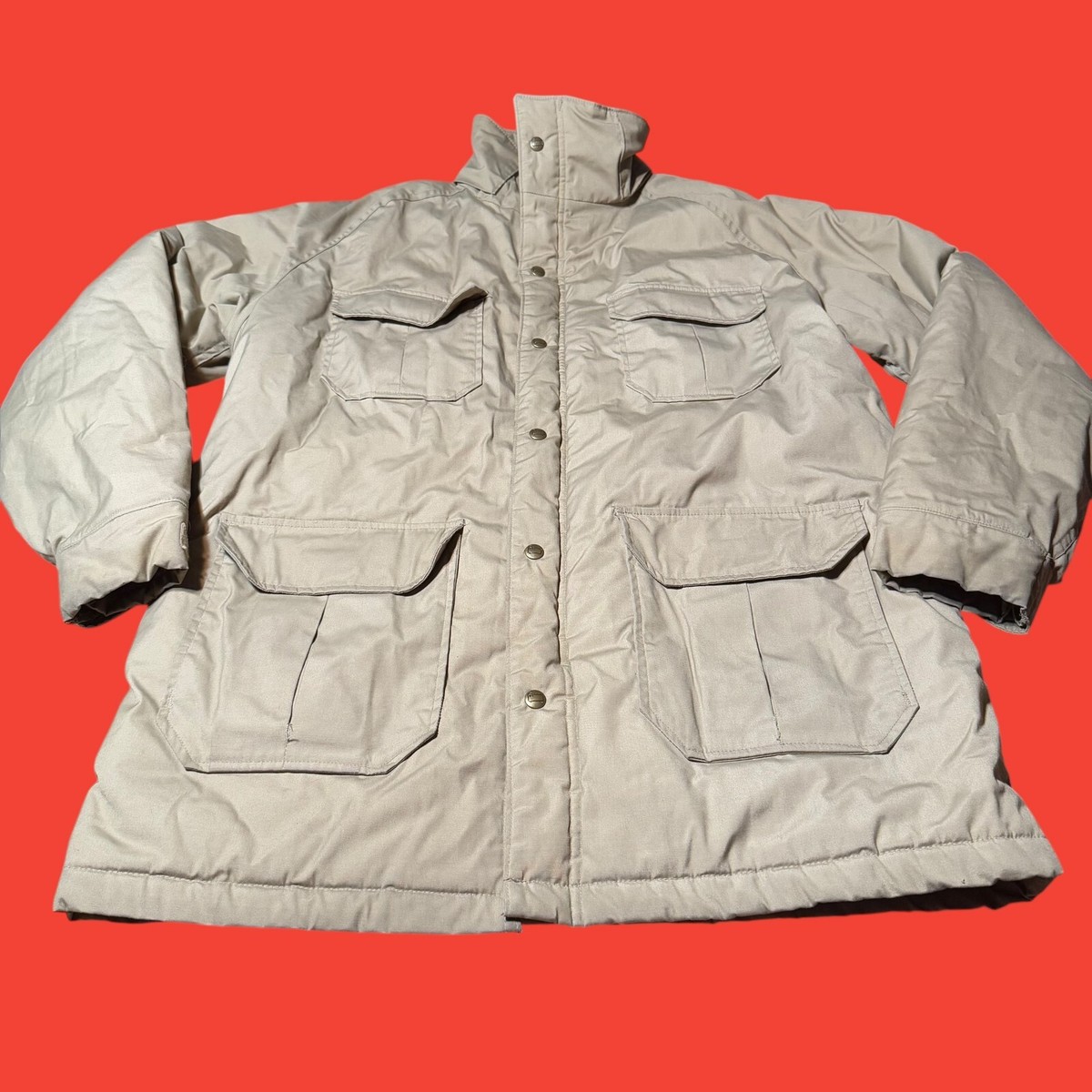 Woolrich Jacket Mens XL-XXL Full Zip Windbreaker Parka Beige