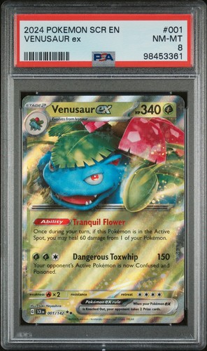 2024 POKEMON STELLAR CROWN SCR EN #1 VENUSAUR ex PSA 8 POP 45!