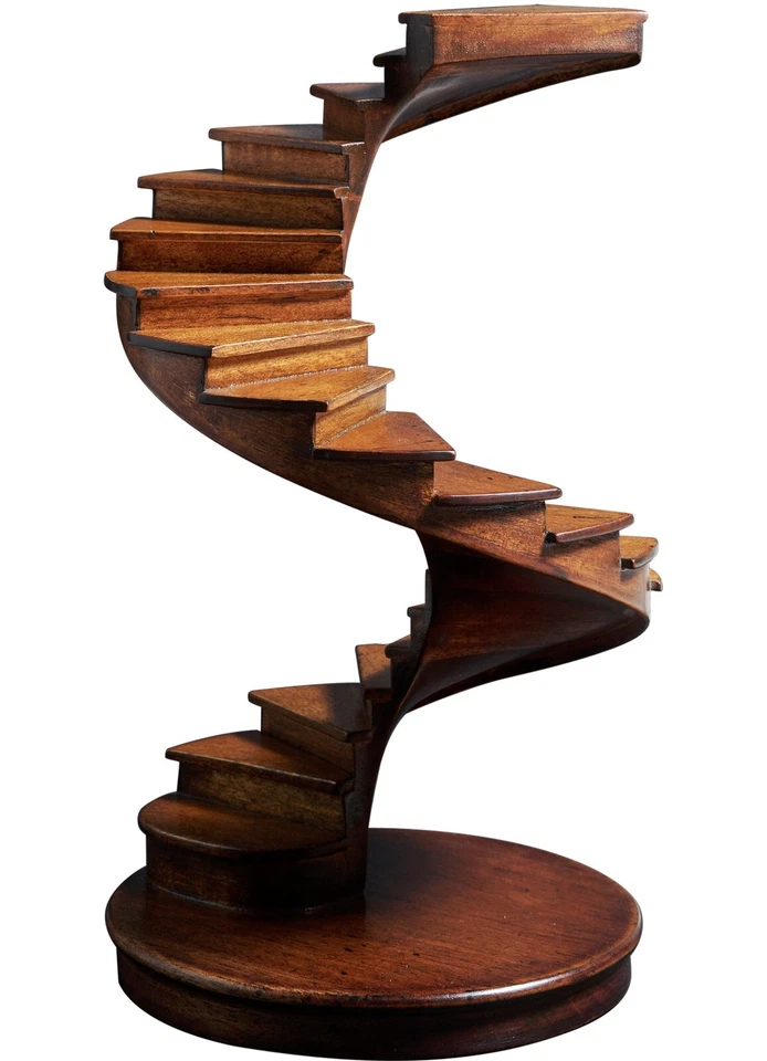 Small Library Spiral Stairs Architectural 3D Wooden Model 8" Staircase Sculpture - Image 2 of 3