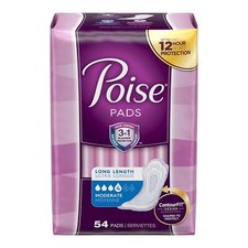 Poise Bladder Control Pads Moderate Long, Disposable, 12.20" Length Women Pads