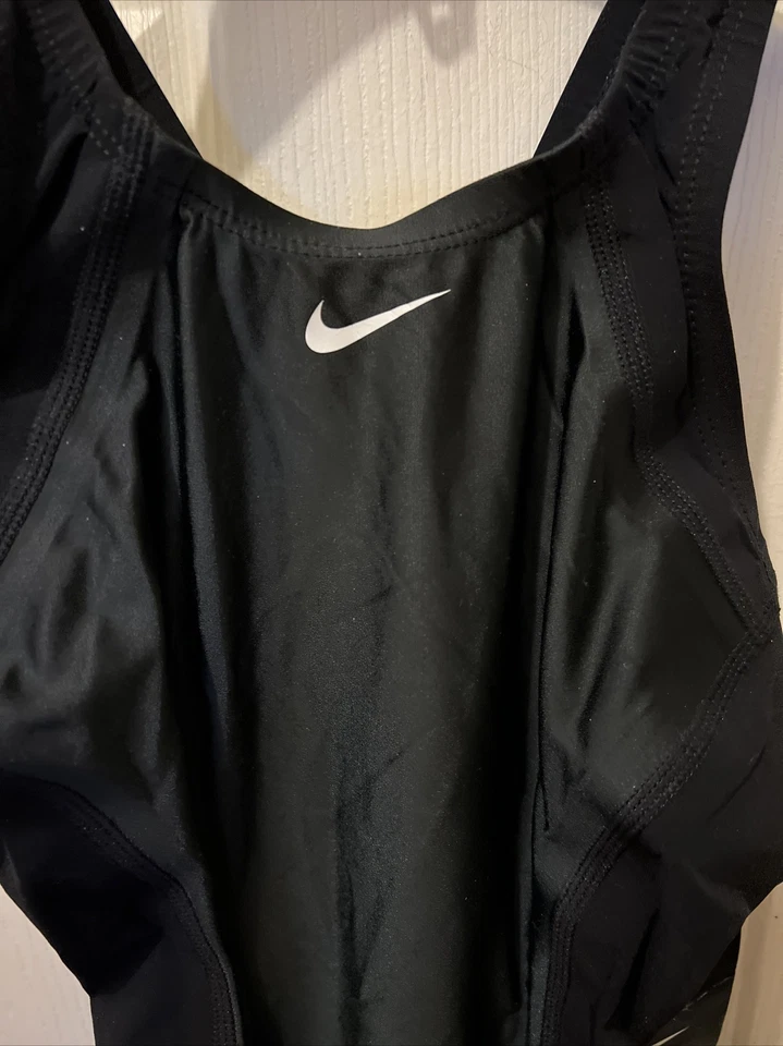 NIKE Girls Size 10 Black One Piece Pull On Unitard Swim Suit NWT $375.00 Comp - Image 2 of 4