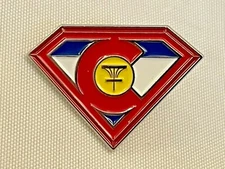 Fly Green Disc Golf Custom Designs Unique Colorado Superman Design Lapel Pin 