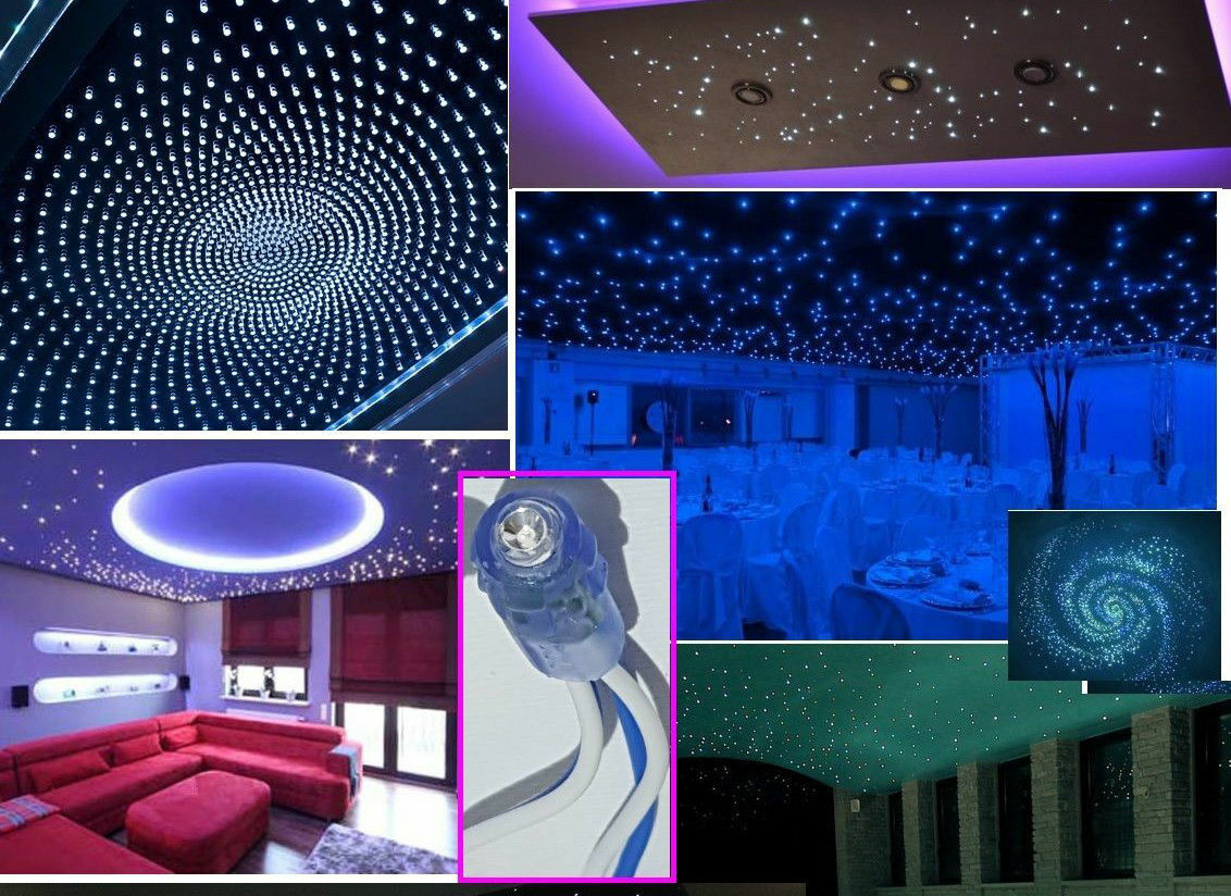 50 LED KIT CIELO STELLATO FARETTI INCASSO PUNTI LUCE BIANCA / BLU