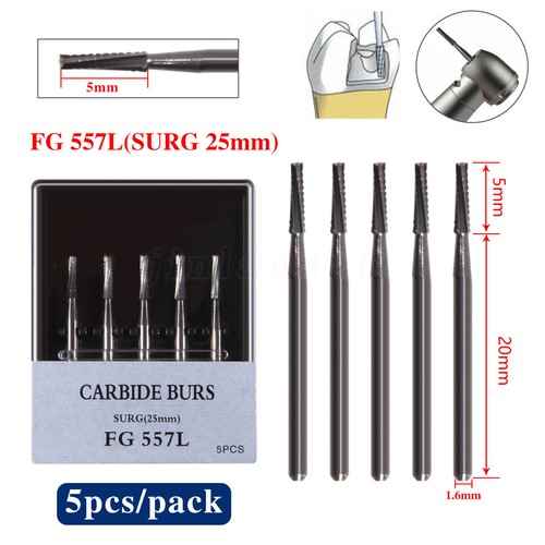 Dental Carbide Burs High Speed FG 19mm / Surgical FGOS FG SL 557 25mm - Picture 220 of 241