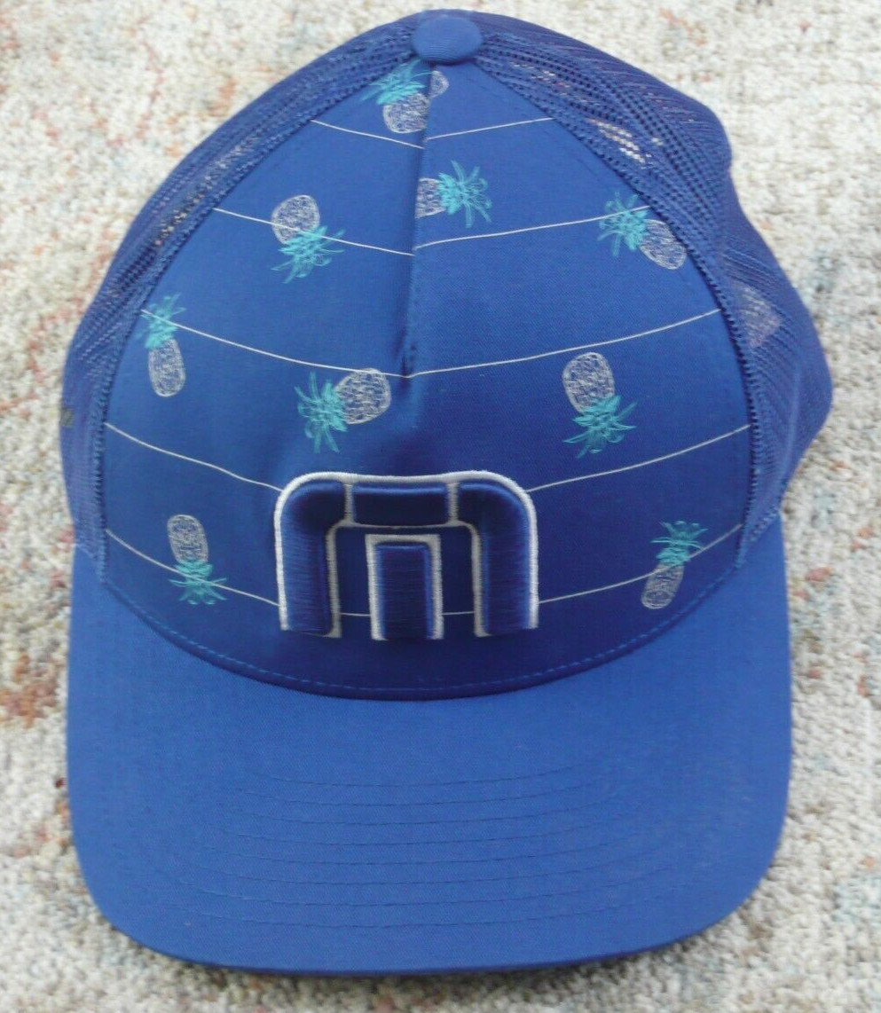 Travis Mathew Blue Pineapple Snapback Trucker Hat… - image 1