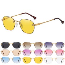 Rectangle Rimless Sunglasses Women 80s Retro Square Vintage Trendy Small Glasses