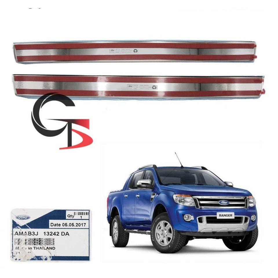 Se adapta a Ford Ranger T6 cabina 2 puertas 12 2013 2014 15 puertas umbral placa de desgaste moldura de acero inoxidable Foto 4 de 4