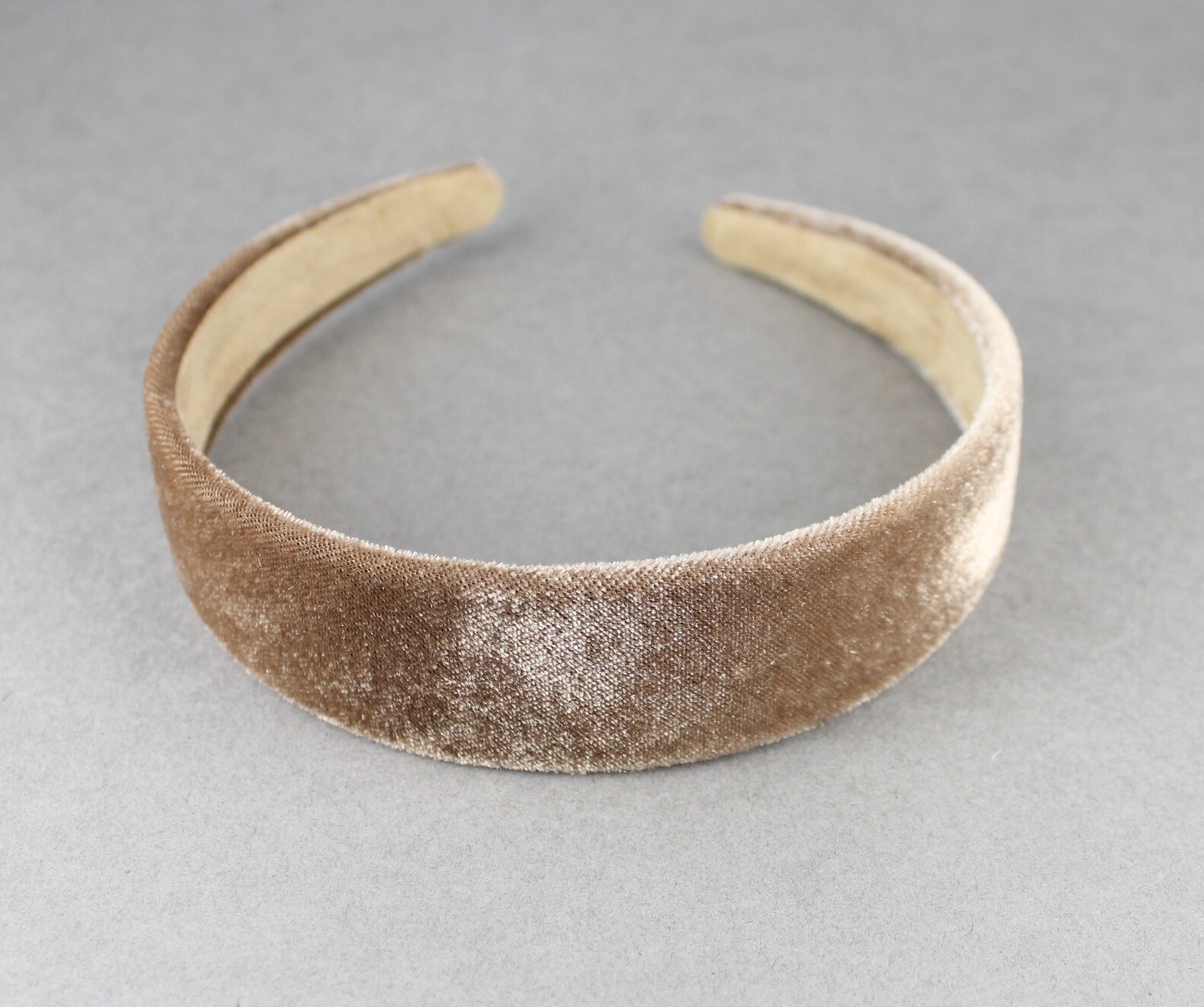 Brown Tan velvet headband soft velour hair accessory 1.25" wide plain classic