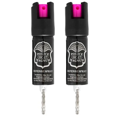 2 Pack Police Magnum Hot Pink pepper Spray Key ring .50oz self defense For Women