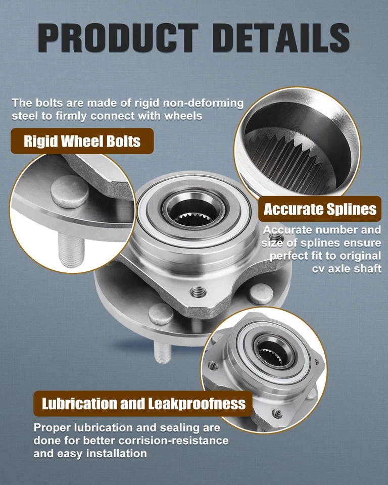 Pair Front Wheel Bearing Hub for 1996- 07 Dodge Caravan Chrysler Town Country - Image 4 of 4