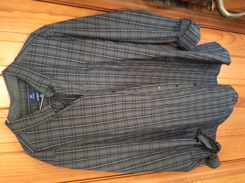 Men's George Classic Fit Grey Stripoed Long Sleeve Button Up Shirt Size 2XL