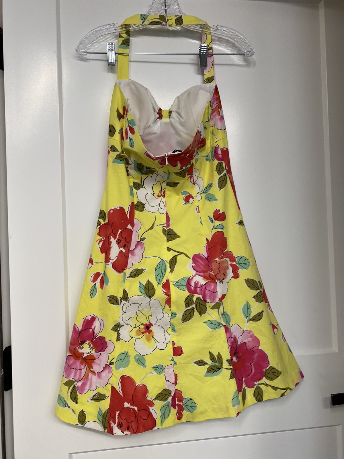 Boston Proper Halter Dress yellow floral swing re… - image 2