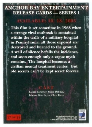DAY OF THE DEAD CONTAGIUM "PROMO CARD #17" ANCHOR BAY ENTERTAINMENT SERIES 1 - Picture 2 of 2