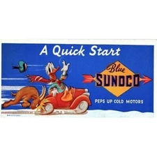  SUNOCO "A QUICK START" BILLBOARD GLOSSY STICKER 3"x1.5"