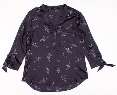 Zara Blue Satin Stork Bird Print Tie 