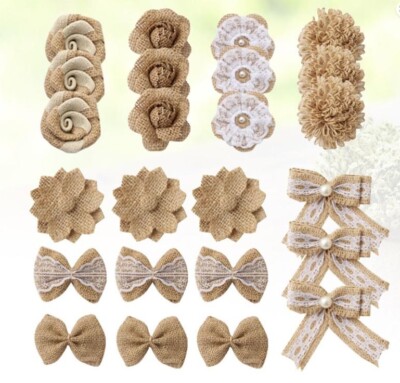 Blume Sackleinen Blumen Schleifen Jute Handwerk Rose rustikal Sackleinen hessischer Durchmesser 5 ~ 8 cm