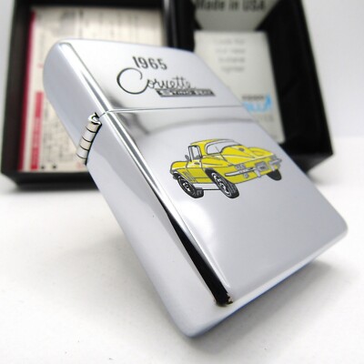 Chevrolet Corvette Sting Ray 1965 Zippo Oil Lighter 1990 Mint Rare 