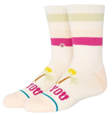 Stance, Wade Collection, Kids', ''Be You'' Crew Socks, Cream. Size: Y3-5.5