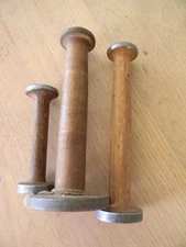 Vintage/Antique Wooden Thread Spindle Spools (Set of 4)