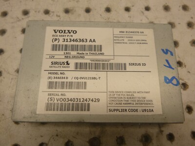 2013 VOLVO XC60 RADIO SATELLITE RECEIVER TUNER MODULE OEM 31346363