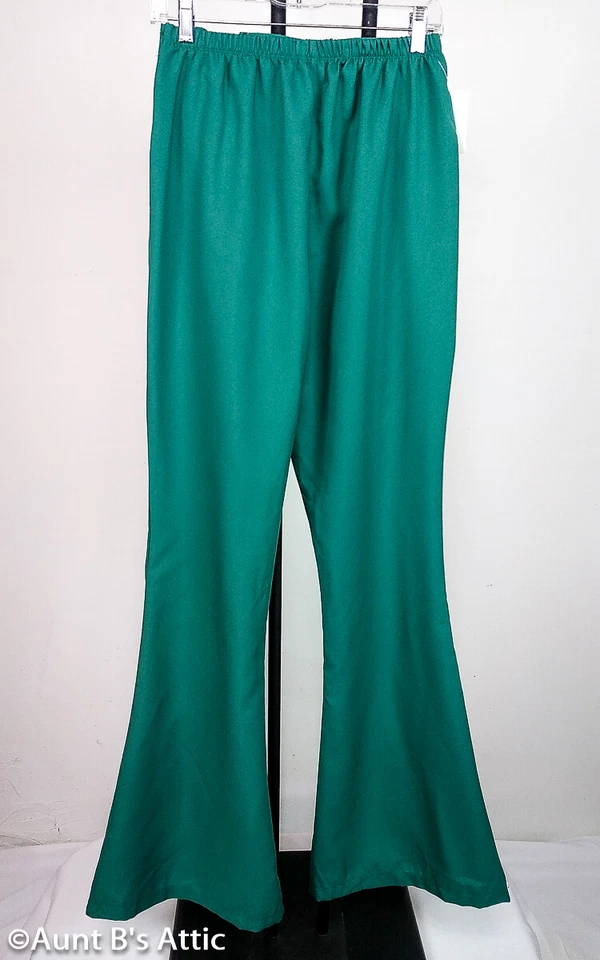 Pantalones de discoteca estilo años 70 con fondo acampanado verde disfraz de polietileno para hombre Foto 3 de 3