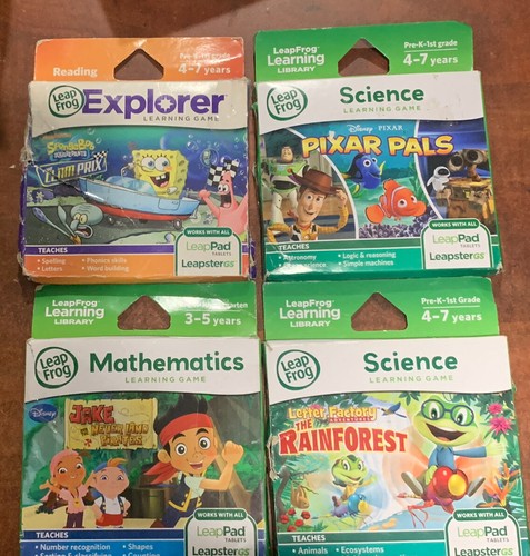 4 LeapFrog Pad Leapster Explorer SpongeBob,Pixar Pals,Jake, Letter Factory - Picture 2 of 12