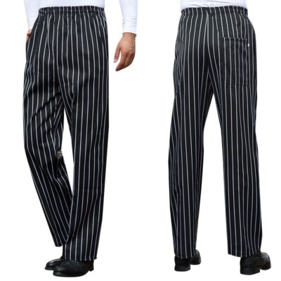 Men Striped Pants Trouser Straight Bottoms Casual Houndstooth Cotton Blend Slim