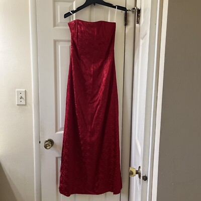 Vintage Jessica McClintock Red Strapless Gown Prom Dress Embroidery 6 | eBay