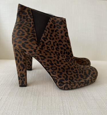 L K Bennett Maryann Plateau Leopard Wildleder Stiefeletten Gr. 42 gebraucht leicht getragen