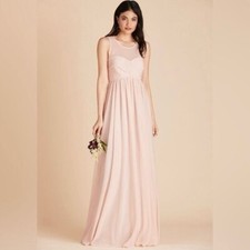 Birdy Grey Pale Blush Pink Illusion Neckline Ryan Maxi Dress Size XS Bridesmaid
