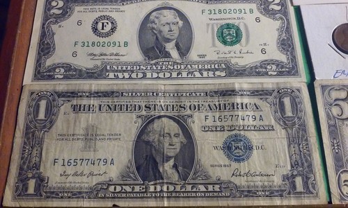 Junk Drawer Lot US Coins $5/2 Currency Bills Tokens Medals Some Silver + More - Picture 12 of 24
