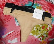 2 NEW CALVIN KLEIN QP1839O 984 MICROFIBER MESH WAIST/LEGS THONG PANTIES M