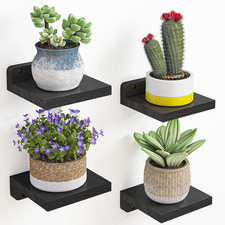 Small Floating Shelves, 5X5 Inches Wall Shelf Set of 4, Rustic Wood Small Wall M