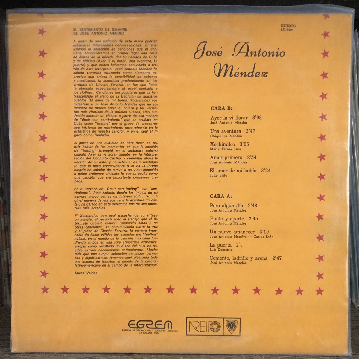 Jose Antonio Mendez, El Sentimiento de Siempre, 1981 Cuban